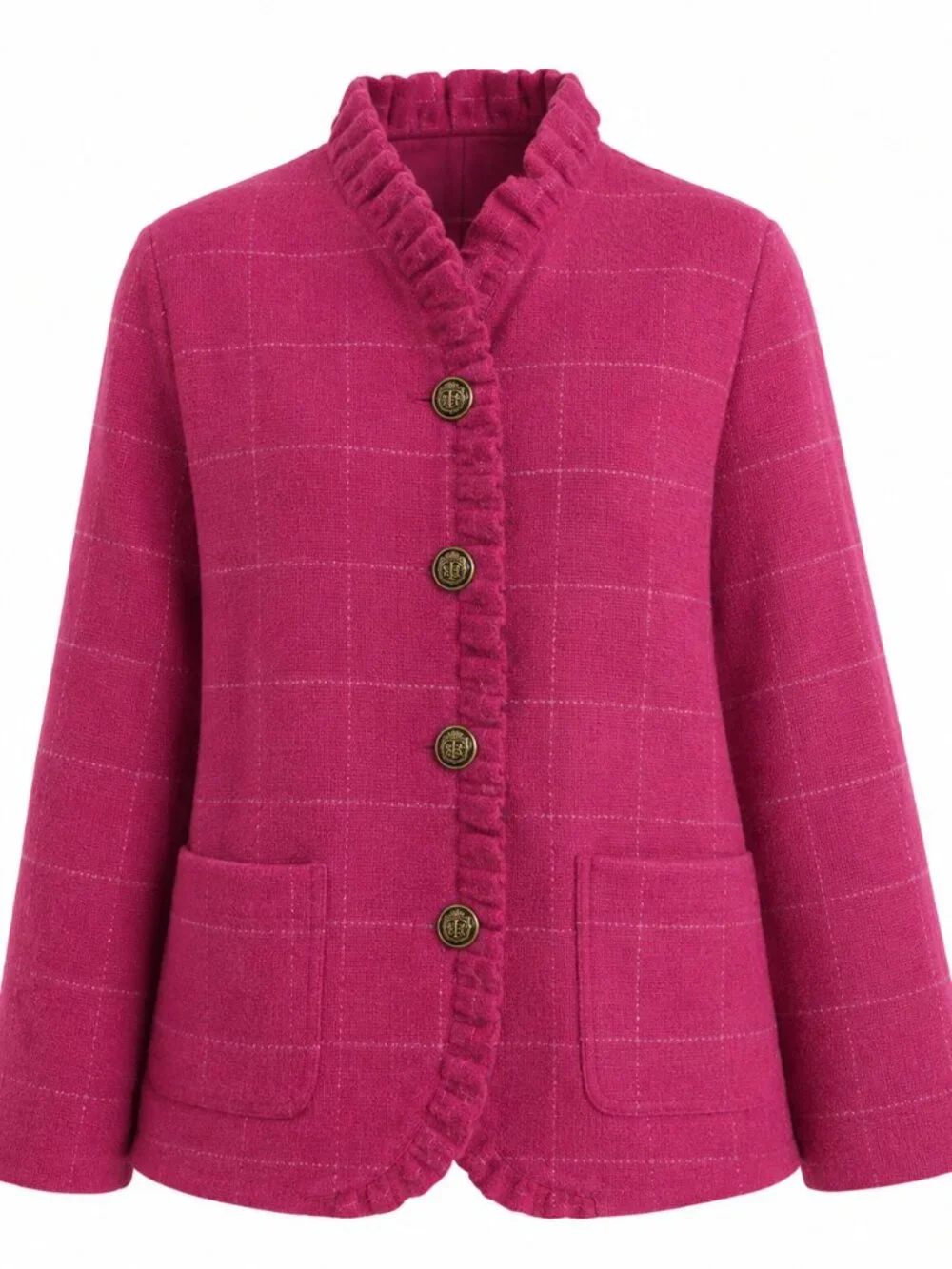 Talbots Pink Ruffled Wool Blazer Size 18W